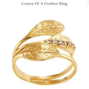 Leaves of a Feather ring Silpada size 6 gold over sterling silver cz diamonds